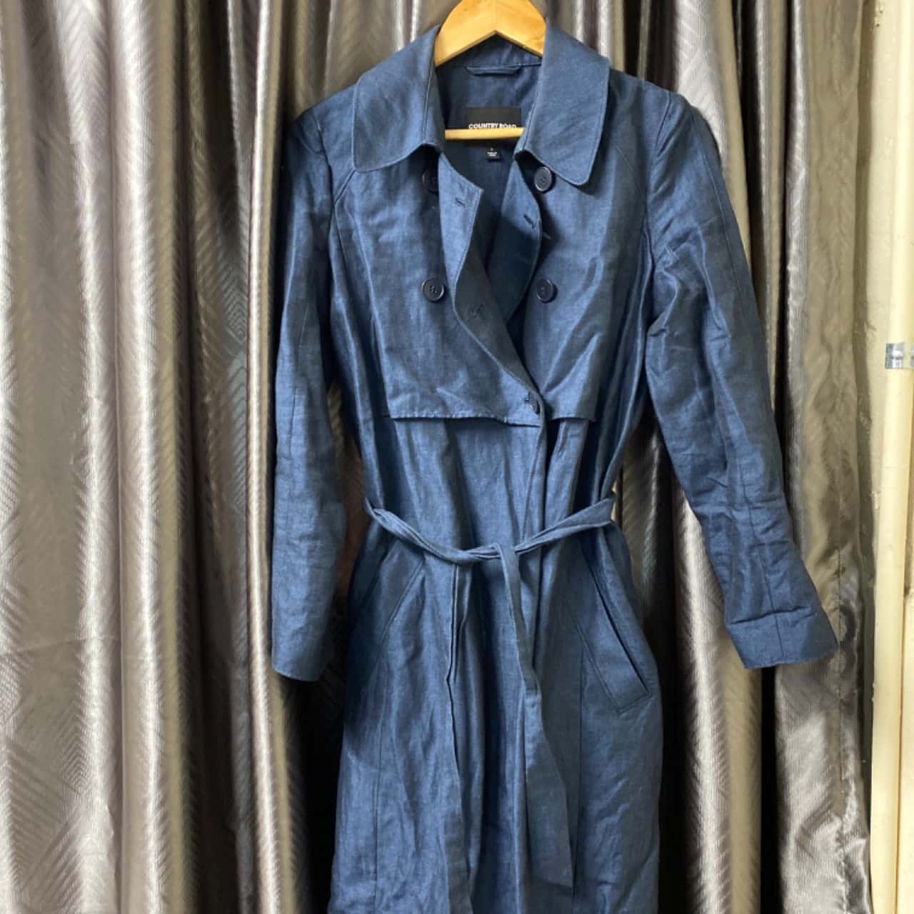 Country Road Womens Size 6 Trench Coat Navy Blue