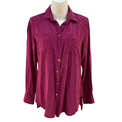 R.M. Williams Womens  Size 10 Silk Long Sleeve Shirt Purple 