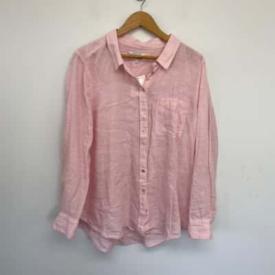 Just Jeans Soft Pink Premium Linen Long SLeeve SHirt Size 16 