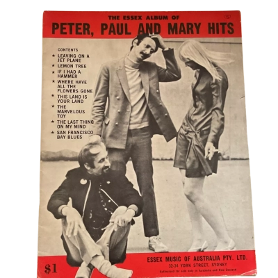 Peter, Paul and Mary Hits - Piano & Vocal Sheet Music Songbook