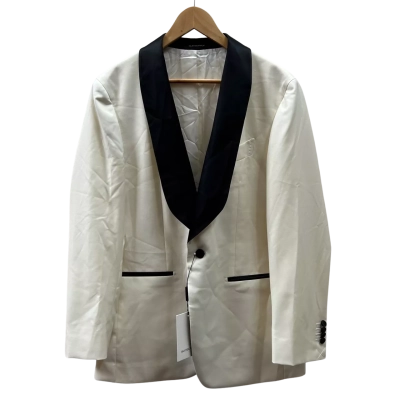 Suit Supply Mens Size 38 Cream & Black Wool Suit Jacket 