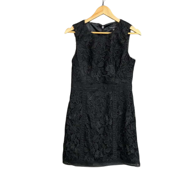 Forever New Black floral lace midi dress Women's size 12