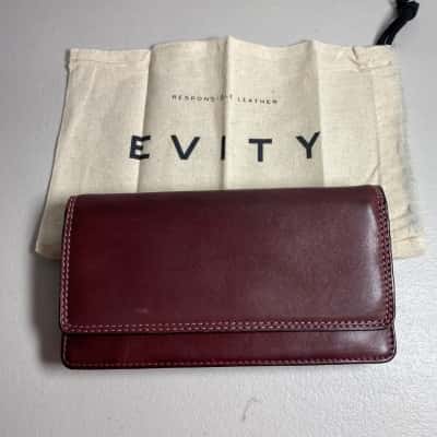 Evity Leather Large Clutch in Ruby