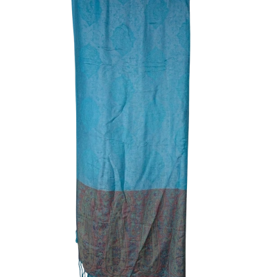 Pashmina 100% cashmere blue/printed scarf 