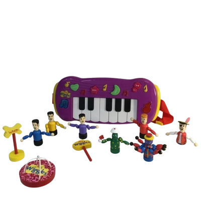 The Wiggles Piano and Wooden Figures as pictured