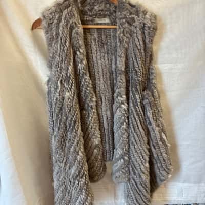 Heavenly Womens Fur Coat / Vest Jacket Grey 