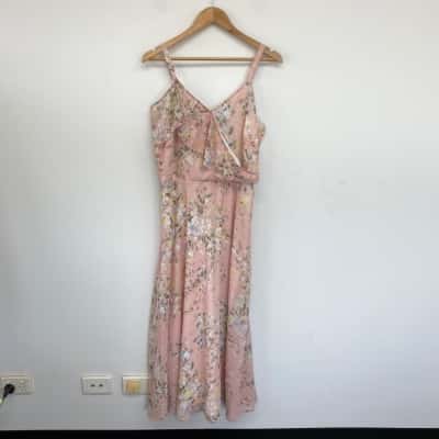 Liz Jordan Ivory Cream Aysmetric Ruffle Maxi Dress  Size 14 
