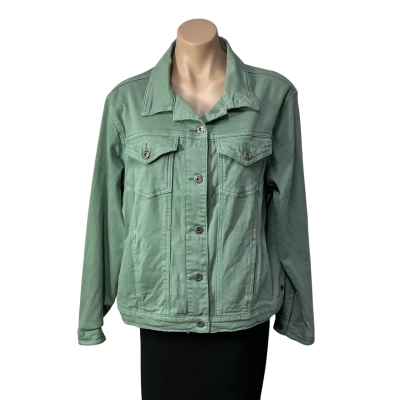 Elm Womens Size 14 Sage Green Button up Denim Jacket 