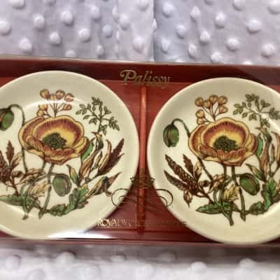 Vintage Pair Palissy Royal Worcester England Butter Dishes