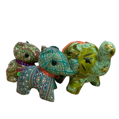 3x Handmade Elephants