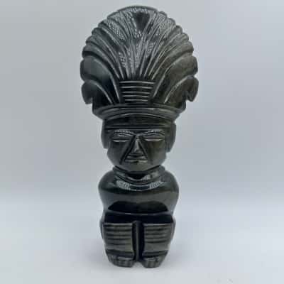 Vintage Aztec / Mexican Golden Sheen Obsidian Carving Figure