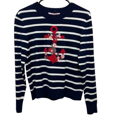 Review St Ives Women's  Size 16 Crew Neck Jumper Navy Blue / Striped / White 