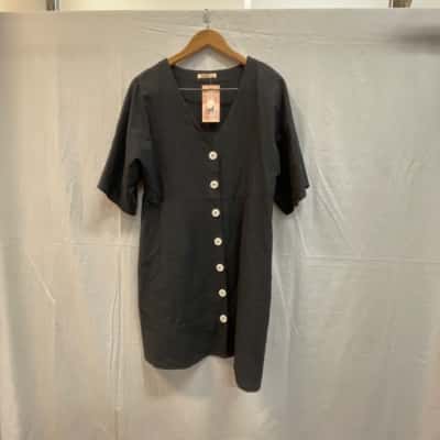 Sass Womens  Size 14 Black  button front dress