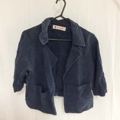 Marni Womens  Size 12 / 44 / M Cropped Jacket Navy Blue 