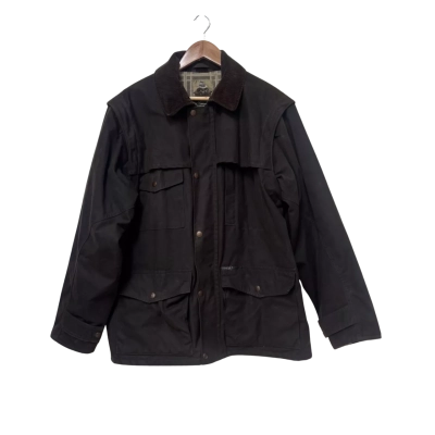 Driza-Bone Oil Skin Jacket Size L Brown With Removable Sleeves