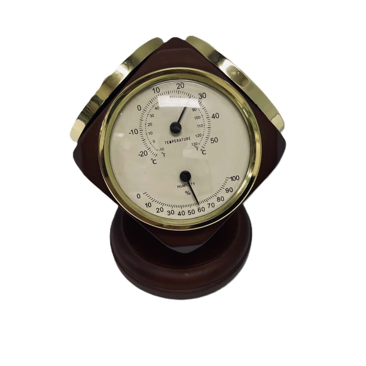 Barometer, Temperature and Clock - Brass & Wood Cube(s)