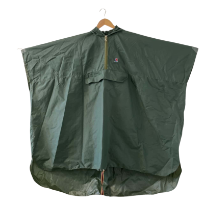  Vintage Unisex K-Way Hoodie Half Zip Anorak Rain Poncho Dark Green Size L (Made in France)