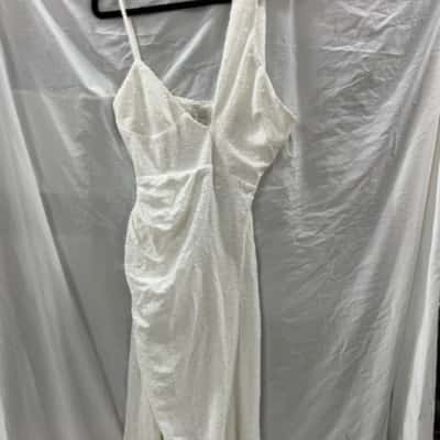 Alamour the Label, white sequin dress, floor length