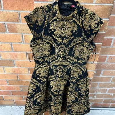Chi Chi London Womens  Size 12 Mini Dress Black  / Gold 