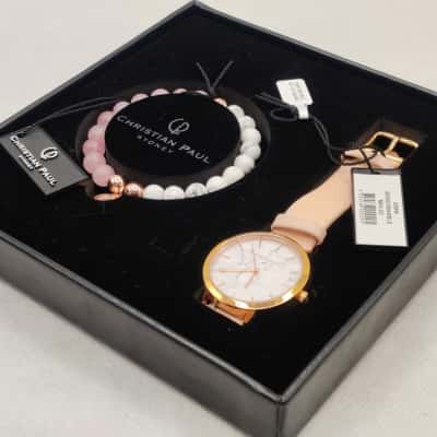 New Christian Paul Marble Watch & Bracelet Set In Original Box With User Guide & Authenticity Card