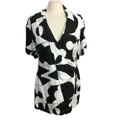 Witchery Womens  Size 14 Linen/Cotton Blend Crossover Wrap Mini Dress 