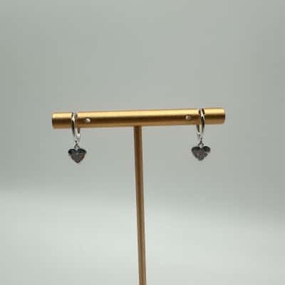 Clear Stone Heart Earrings Stamped S925