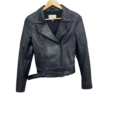 ENA PELLY Womens  Size XS Leather Jacket Black  