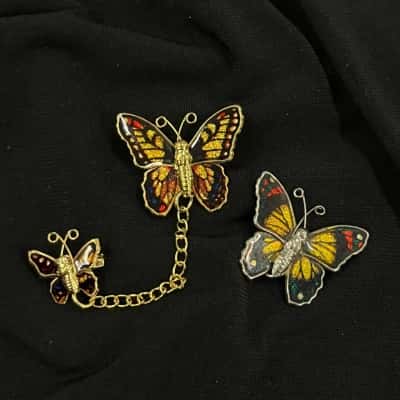 Gold And Silver Tone Butterfly Brooches 
