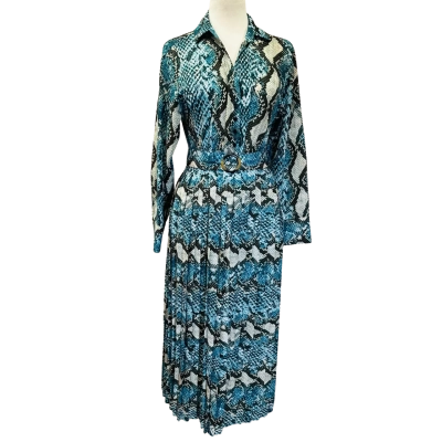 COUNTRY ROAD Size 12 Long Sleeve Dress Turquoise Animal Print