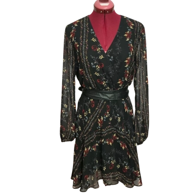 Guess Womens  Size S Long Sleeve Dress Black  / Floral 