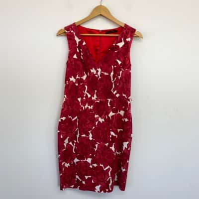 David Lawrence Red Floral Sleeveless Mini Dress  Size 10 