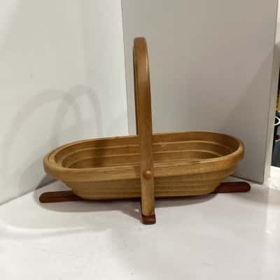 Vintage The House of Myrtlewood Collapsible Folding Wooden Basket Steve Gray