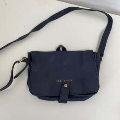 Ted Baker Navy Blue Leather Cross Body Bag 