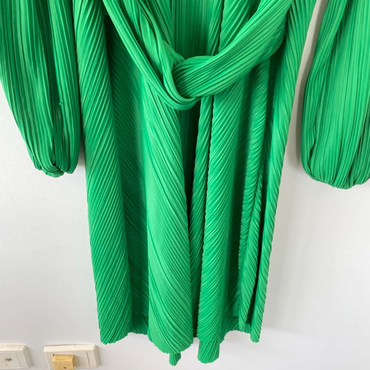 Boohoo Green Plus Plisse Skater Dress Plus Size 20(s)