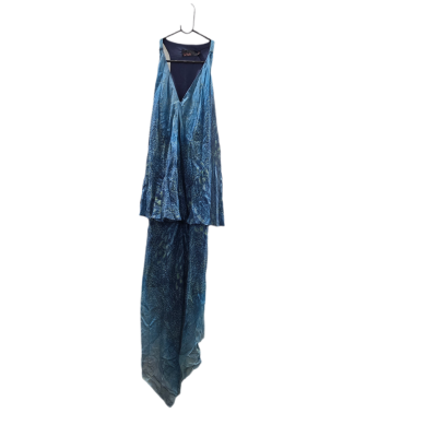WISH Australian Designer 100% Silk 'Overlook' High-Low Blue Dress - Size M / AUS 12