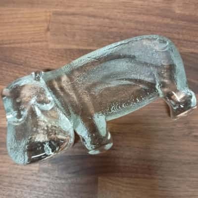 Heavy Glass Hippopotamus Paperweight / Figure