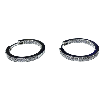  925 Sterling Silver Bejewelled Small Hoop Earrings