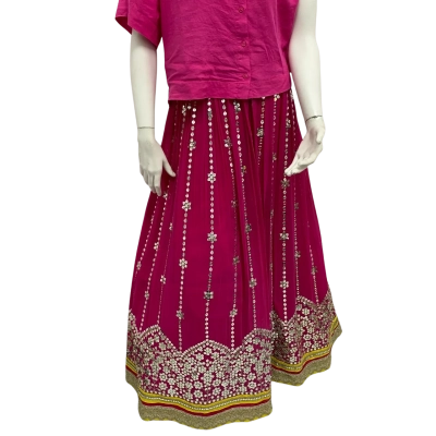 Indian Rani Pink Lehenga Skirt.  Size XL / XXL 