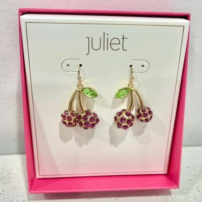 BNWOT Juliet Cherry Gemstone Earrings 