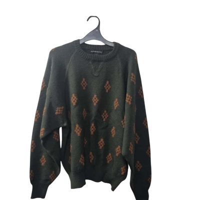 Alfred Sung Men's Size M Crew Neck Jumper Brown / Green / Pattern 