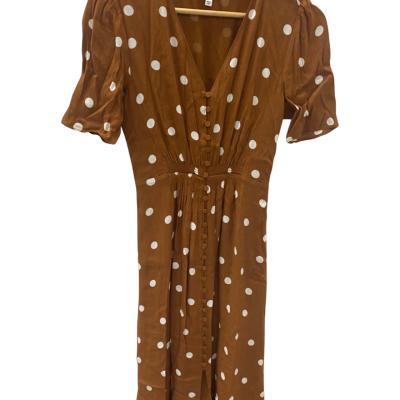 Witchery Womens  Size 6 Short Sleeve Dress  Brown / Polka Dot / White 