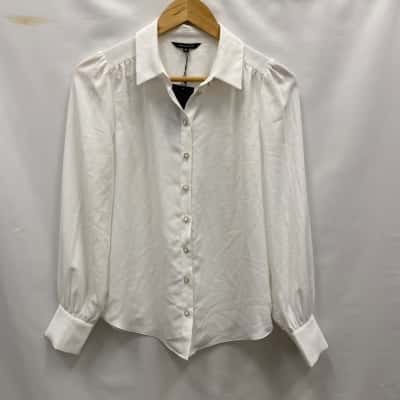 Portmans Women's Size 6 Long Sleeve Shirt White RRP$90