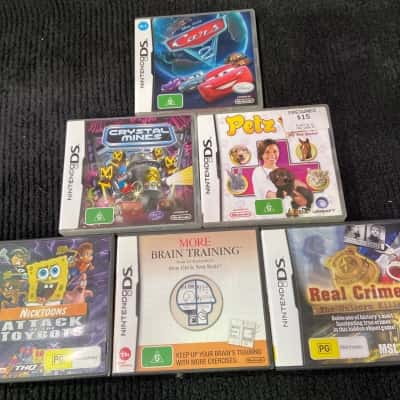 6x Nintendo DS Games – Cars 2, Crystal Mines, Pets Vet: Pet Hotel, Brain Training, Real Crimes, Attack of the Toy Bots