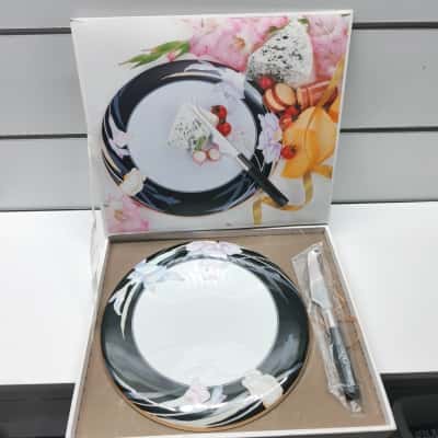 Mikasa Iris/Floral Design Cheese Platter & Knife Set