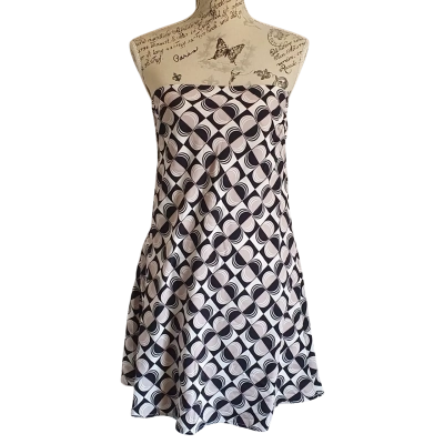  Billy J Womens  Size 10 Mini Dress Beige / Black  / Pattern BNWT