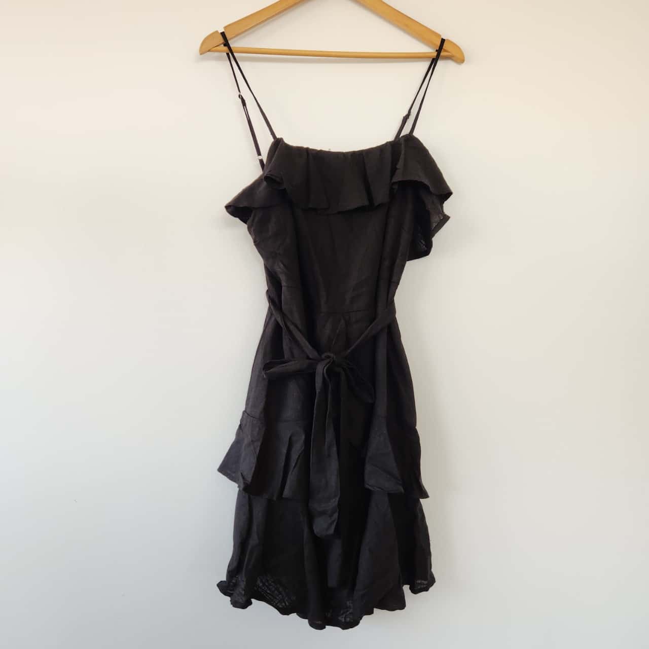 You + All Black Square Neck Ruffle Dress Plus Size 16 / XXL