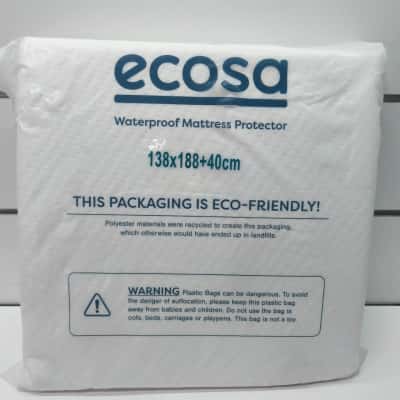 Ecosa Waterproof Double Mattress Protector PreOwned As New 138x188+40cm 