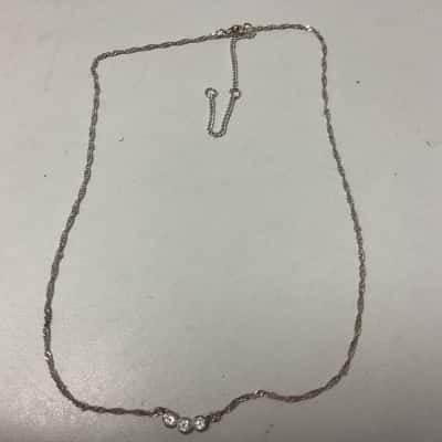  Womens base metal silver plate with glass stones necklace