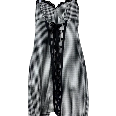 Gerry Shaw Retro Size 12 Strapless Dress Gingham 
