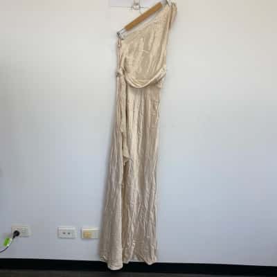 Meshki Champagne Calliope One Shoulder Maxi Dress  Size M  